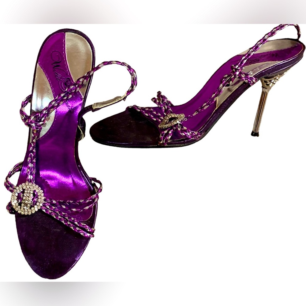Wild Rose Metallic Purple with Silver sparkle heels shoes sz 7